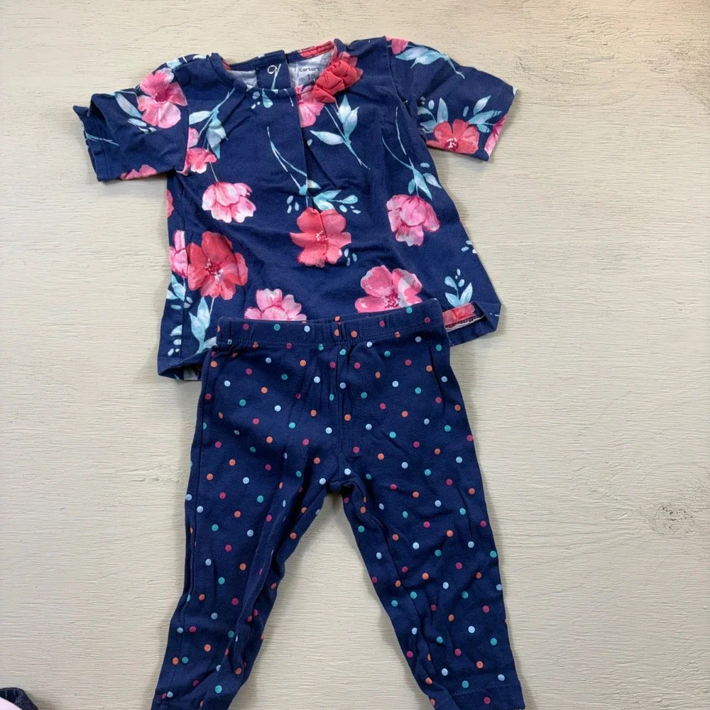 Carters Baby Girl 12 Months Clothes Bodysuits Leggings Cardigan 10pc Lot